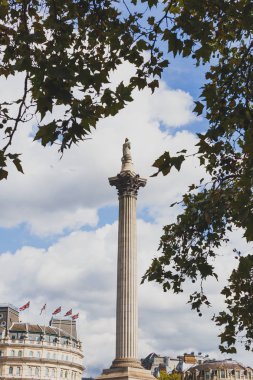 Londra şehir yüzde Trafalgar Meydanı ve Nelson'ın sütun görünümünü
