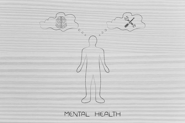 Ψυχικής υγείας προσώπου να σκεφτόμαστε το μυαλό και τα πράγματα — Φωτογραφία Αρχείου