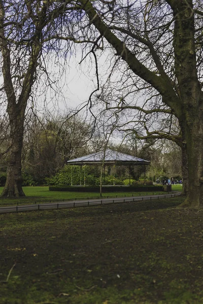 Detalhe do parque verde de Santo Estêvão no centro da cidade de Dublin featurin — Fotografia de Stock