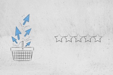 dışarı çıkıyorum ve 5 yıldızlı online alışveriş sepeti ile fare tıklama 