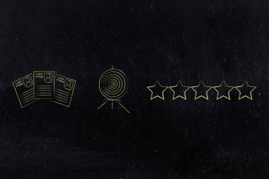 Grup müşteri profilleri hedef yanında ve beş yıldızlı fare ile