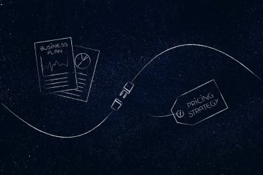 iş planı belgeler ve fiyat etiketi ile bağlan metaforu