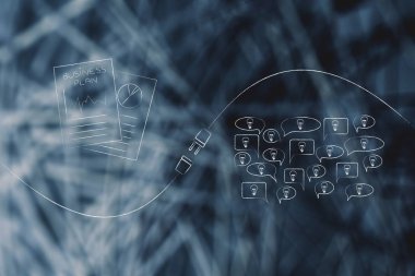  iş planı belgeleri ve konuşma balonları fikirler grubu