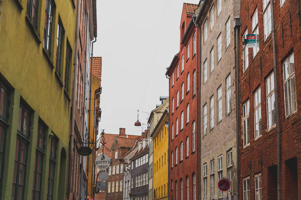 COPENHAGEN, DENMARK - March 11th, 2018: Architecture and buildings of the streets of Copenhagen featuring the typical Scandinavian style