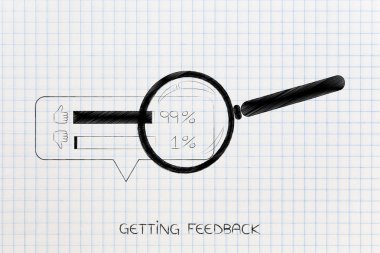 Büyüteç başparmak yukarı analiz ve başparmak aşağı anket resu