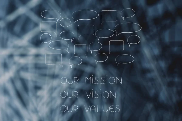 Notre mission notre vision nos valeurs philosophie d'entreprise texte avec s — Photo
