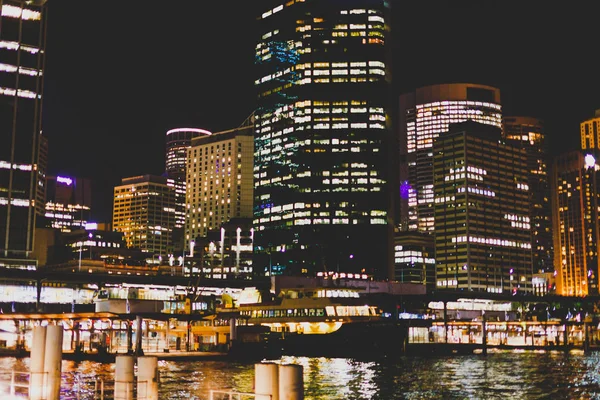 Detail van Sydney Harbour bij nacht — Stockfoto