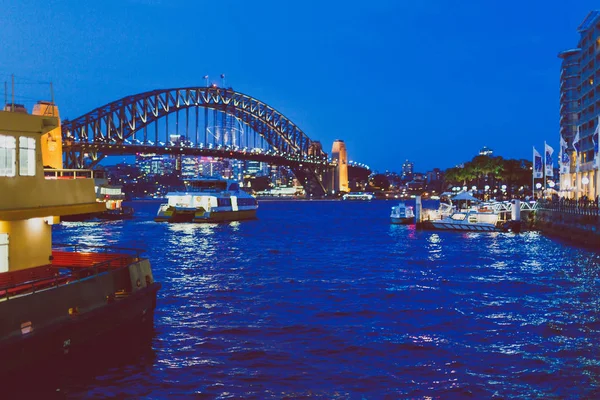 View of Sydney Harbour and Circular Quay area featuring the icon — Stock Photo, Image