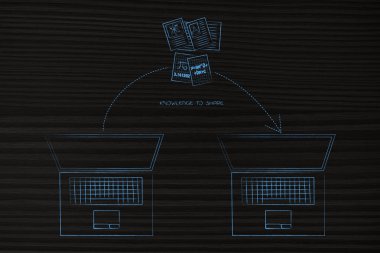 o diğerine hareket ok laptop ve bilim belgelerle