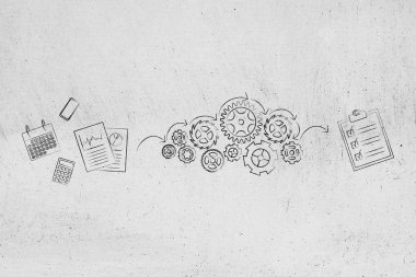 Çark tarafından bir bilet o işlenen iş belgeleri