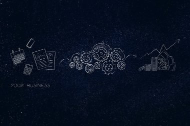 Çark tarafından pr büyüyen içine işlenen iş belgeleri