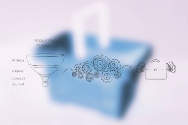 Huni simgesi açıklamalı alt yazılı yanında gearwheel mekanizması işleme