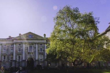 Dublin, İrlanda - 25 Nisan 2018: ünlü Trinity college, Dublin şehir merkezinde avlusu görünümünü