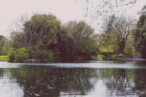 Detalhe do Parque Verde de Santo Estêvão no centro da cidade de Dublin — Fotografia de Stock