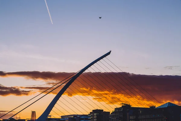 Dublin Írország 2018 Május Naplemente Folyó Mentén Liffey Felvázoló Samuel — Stock Fotó