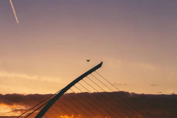 Dublin Ierland Mei 2018 Zonsondergang Langs Rivier Liffey Met Samuel — Stockfoto