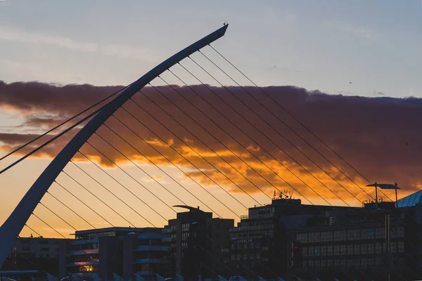 Dublin Írország 2018 Május Naplemente Folyó Mentén Liffey Felvázoló Samuel — Stock Fotó