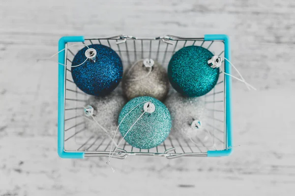 festive shopping and decorations, Christmas baubles in shopping