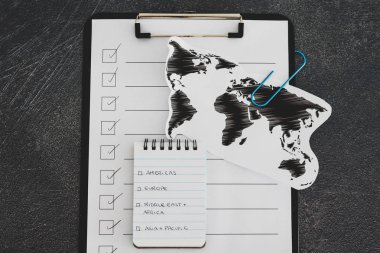 İş dünyası küresel konsept, dünya haritası ve kıta listesi