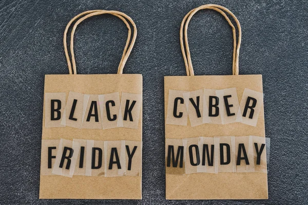 Black friday and cyber monday shopping bags — Stock Photo, Image