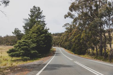 Avustralya kırsal yol manzarası boş Ro ile arabadan