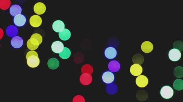 Multicolor Christmas Fairy Lights Bokeh Outdoor Out Focus Led Changing — Stock Video