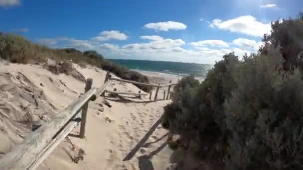 Perth Australien December 2019 Hyperlapse Promenader Längs Stranden Cottesloe Ett — Stockvideo