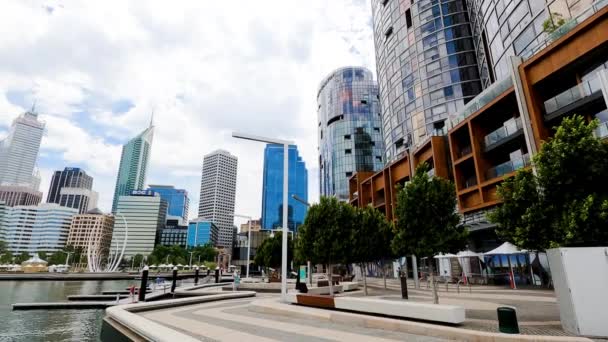 Perth Austrálie Prosince 2019 Panorama Města Perth Spatřeno Elizabeth Quay — Stock video