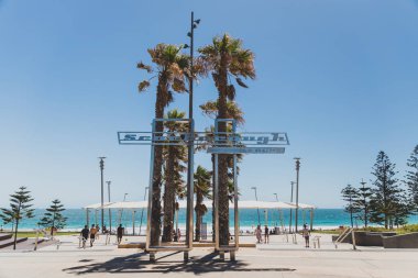 view of Scarborough beach near Perth and its iconic sign with pa clipart