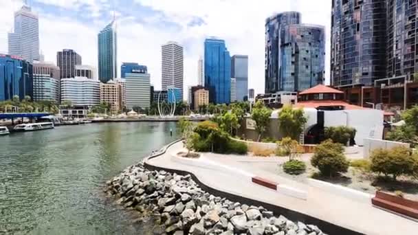 Perth Austrálie Prosince 2019 Pohled Panorama Elizabeth Quay Perth Horizontální — Stock video