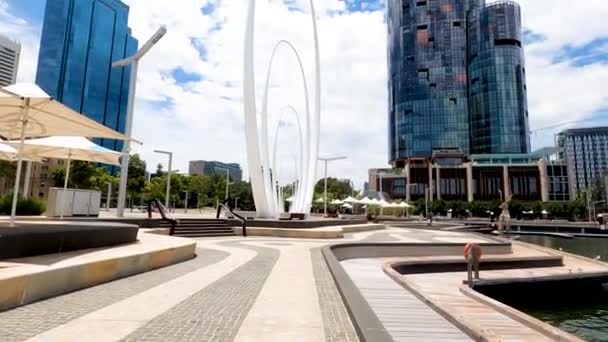 Perth Austrália Dezembro 2019 Vista Elizabeth Quay Horizonte Perth Perto — Vídeo de Stock