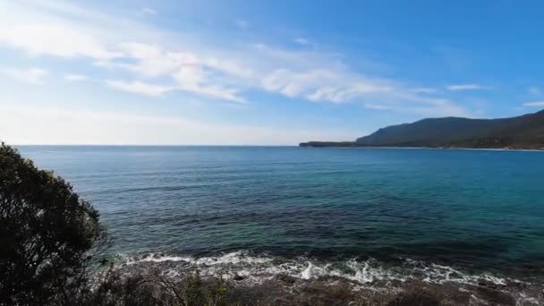 Vista Paisagem Litoral Praia Tessalated Pavement Eaglehack Neck Península Tasmânia — Vídeo de Stock