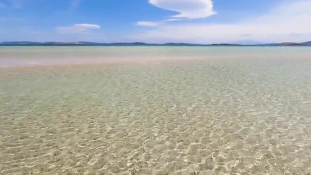 Utsikt Dunalley Beach Tasmania Australia Med Sandbredder Grunt Uberørt Vann – stockvideo