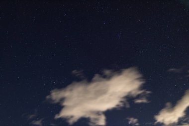 Kıtır kıtır gökyüzü ile yıldızlı bir gece ve bolca bulutlu...