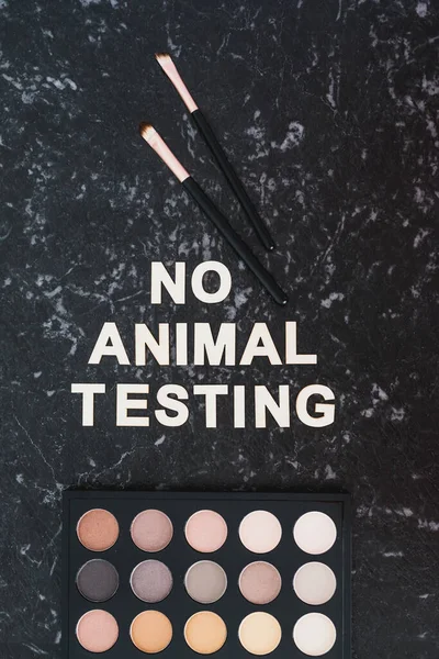 cruelty-free beauty, No Animal Testing message among make-up bru