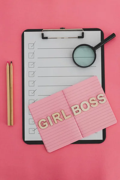 Igualdad Oportunidades Equidad Sociedad Bodegón Conceptual Girl Boss Texto Parte —  Fotos de Stock