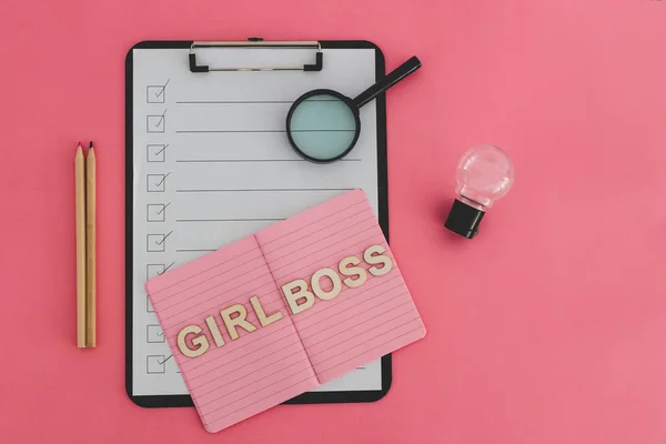 Igualdad Oportunidades Equidad Sociedad Bodegón Conceptual Girl Boss Texto Parte —  Fotos de Stock