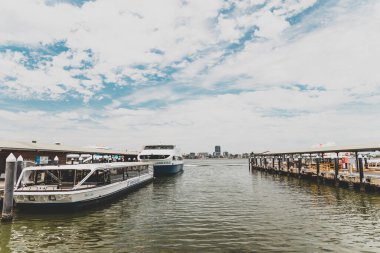 PERTH, AUSTRALIA - December 25th, 2019: detail of the Rowing Club over the Swan River in Perth CBD