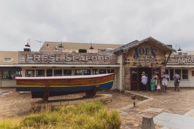 PERTH, WESTERN AUSTRALIA - December 29th, 2019: detail of restaurants and shops in Fremantle, a cool and popular location among young people near Perth