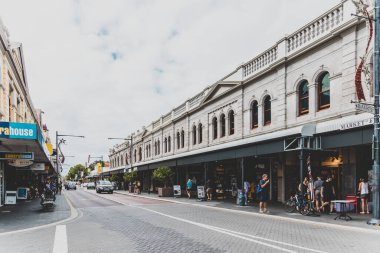 PERTH, WESTERN AUSTRALIA - December 29th, 2019: detail of restaurants and shops in Fremantle, a cool and popular location among young people near Perth