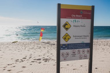 PERTH, WESTERN AUSTRALIA - January 8th, 2020: view of City Beach, one of the most popular locations near Perth, on a sunny summer day