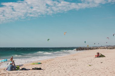 PERTH, WESTERN AUSTRALIA - January 8th, 2020: view of City Beach, one of the most popular locations near Perth, on a sunny summer day
