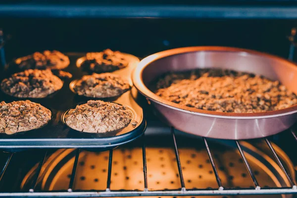 Sobremesas Veganas Saudáveis Para Assar Casa Bolos Aveia Bolo Feito — Fotografia de Stock