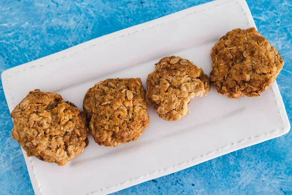 healthy plant-based food recipes concept, vegan almond and oats cookies