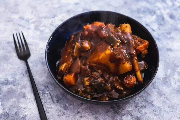 Gesundes Pflanzliches Ernährungskonzept Butternuss Kürbis Zucchini Und Pastinakenbraten Mit Veganer — Stockfoto