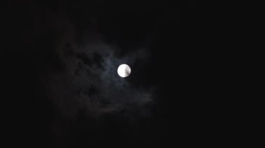 Gece gökyüzünde hafif soluk tonlarda, dolunay görüntüsü.