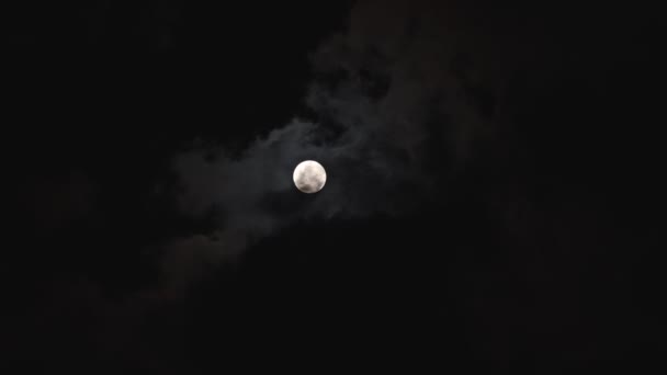 Telefoto Plano Luna Llena Cielo Nocturno Con Tonos Suavemente Descoloridos — Vídeo de stock