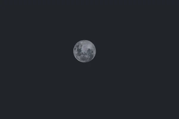 Prise Vue Téléobjectif Pleine Super Lune Dans Ciel Nocturne Avec — Photo