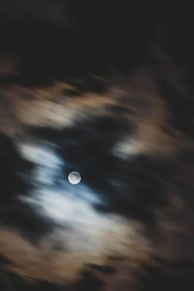 Prise Vue Téléobjectif Pleine Super Lune Dans Ciel Nocturne Avec — Photo