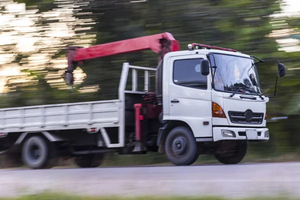 Crane truck speed, panning — Stock Photo, Image